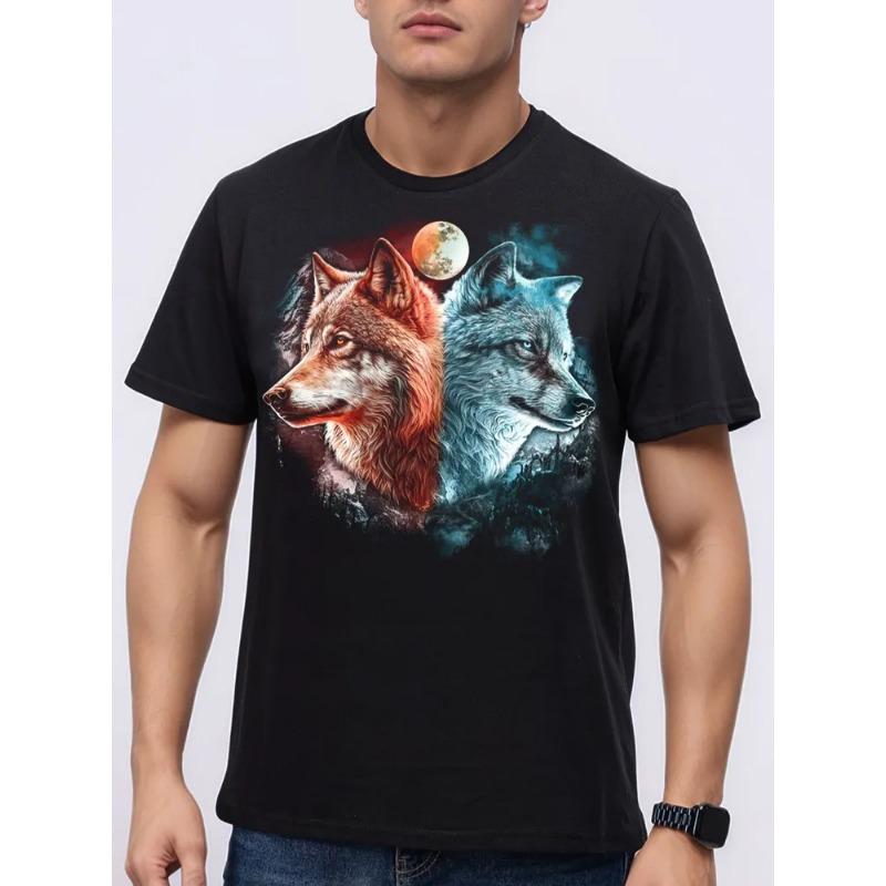 Men's Clothing 3D Wolf Print Summer Man Clothes O-Neck Men's Short Sleeve T-Shirt Loose Men's Funny T-Shirts