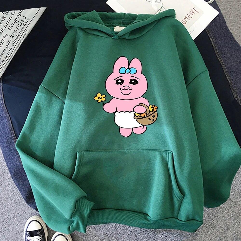 

Opanchu Usagi Толстовка Женская Harajuku Эстетическая Забавная Толстовка Kawaii Унисекс Аниме Мультфильм Графика Винтаж Толстовки с Капюшоном Bluzy