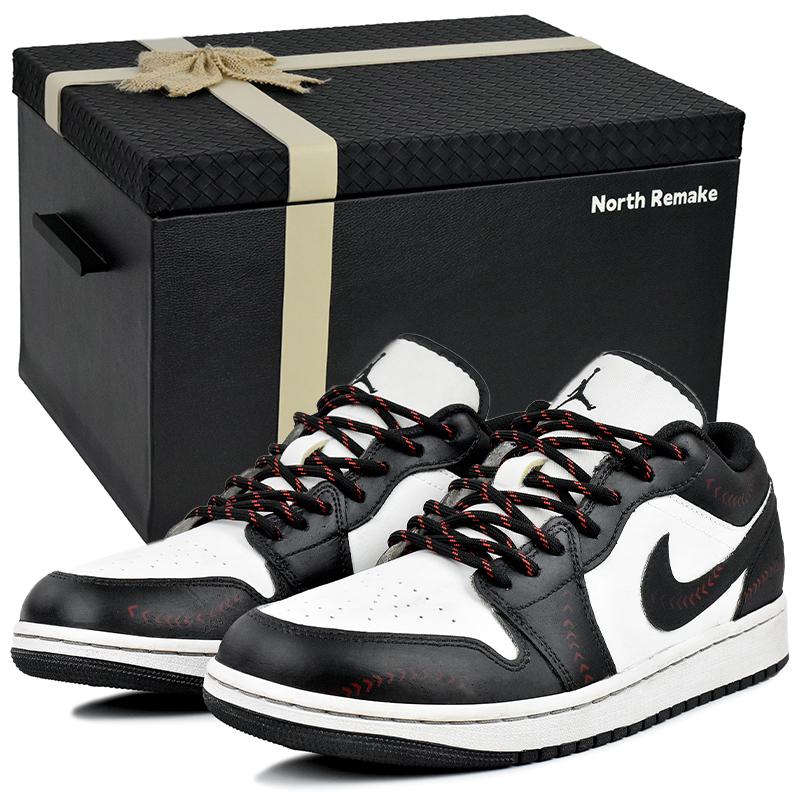 

Jordan Air Jordan 1 Wear resistant And Lightweight Low top Vintage Basketball Shoes Men s Black White 553558-132(Team96-S-BOX) 45