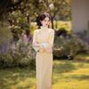 Yellow velvet thickened winter clothing national style new Chinese long-sleeved cheongsam 1011 new young women's retro autumn and winter