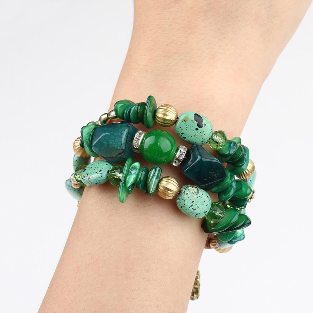 Woman Stylish Multiple Layer Bracelet Rhinestone Turquoise Agate Beads Hand Chain Ornament Festival Birthday Gift