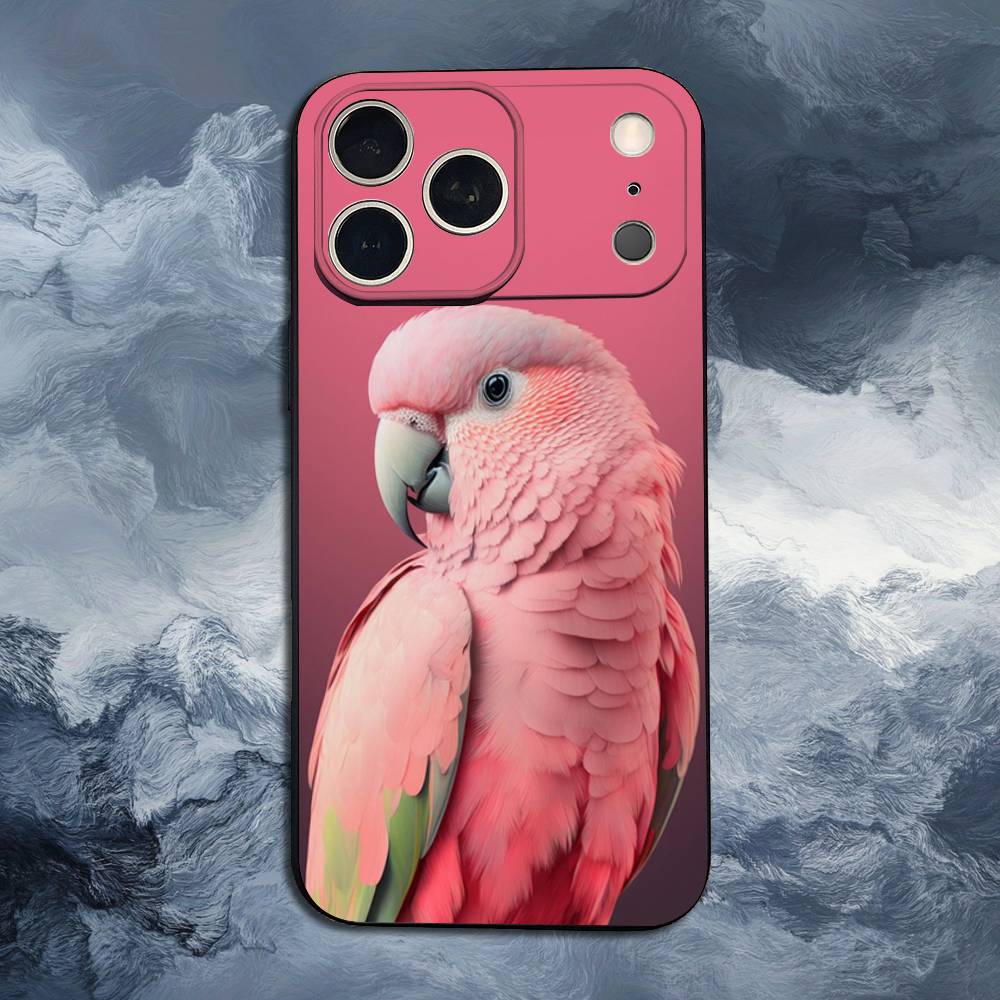 A-Animal Parrot Bird For iPhone 13,17,11,12,16,14,15,Plus,Pro Max,XS,X,XR,SE,Mini,8,7,Soft Silicone Black Phone Case