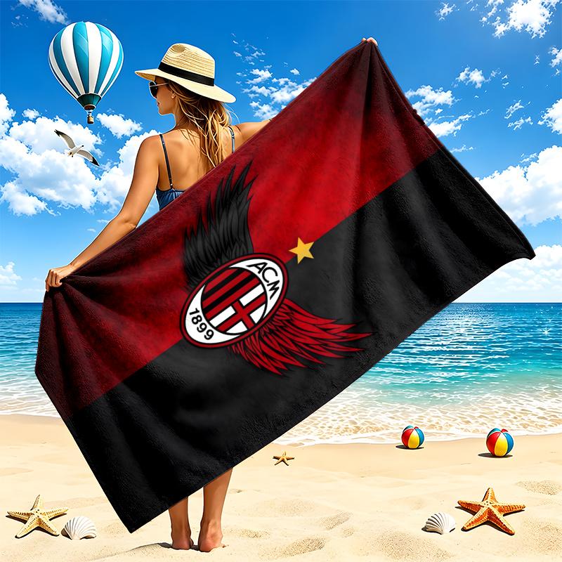 AC Milan Beach Towel Quick Dry Soft MicrofiberSand Resistant Oversized Cabana Bath Sheet for Swimming Pool Travel Gift