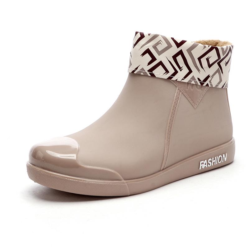 Fashion waterproof shoes women's rain shoes short tube shallow mouth outside wear kitchen work rubber shoes overshoes summer women's