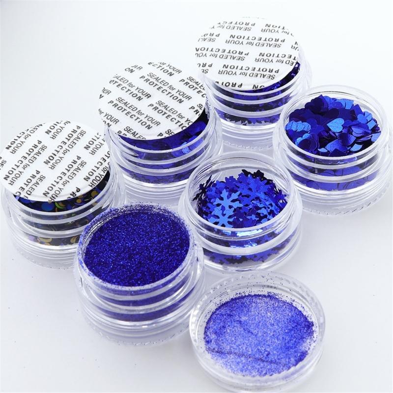 Snowflake Nail Art Glitter Christmas Nail Sequins Flakes 3D Snowflake Glitter for Acrylic Nail Design Christmas Powder