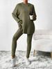 Autumn/Winter 2025 Ribbed Hooded Long Sleeve Casual Women's Set