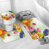 Red Rose Flower Bath Mat Set Fresh Florals Fields and Garden Plant Non-slip Toilet Lid Foot Rug Floor Mat Bathroom Accessory Set
