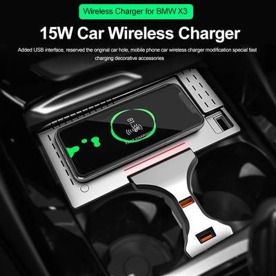 Carregador Sem Fio Rápido QI para Celular Acessórios para Carro Para BMW X3 X4 2022 carro