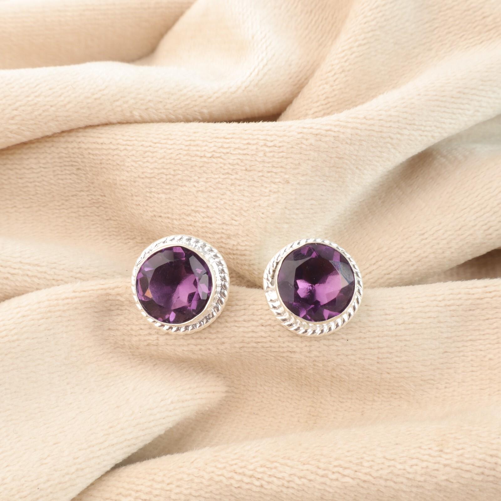 

Аметист Драгоценный камень 925 Стерлинговое серебро Ювелирные изделия Ручной работы Серьги 0,53 Для женщин EE-147-4