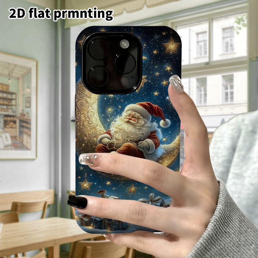Phone Case: 2D Flat Design Suitable for iPhone 18, 17, 16, 15, 14, 13 Pro Film Protective Case, Couple Style, with Crescent Moon, Christmas and Hallow