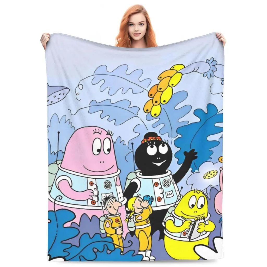 Barbapapa Coral Fleece Plush Throw Blanket Cute Cartoon Blankets for Sofa Travel Lightweight Bedding Throws