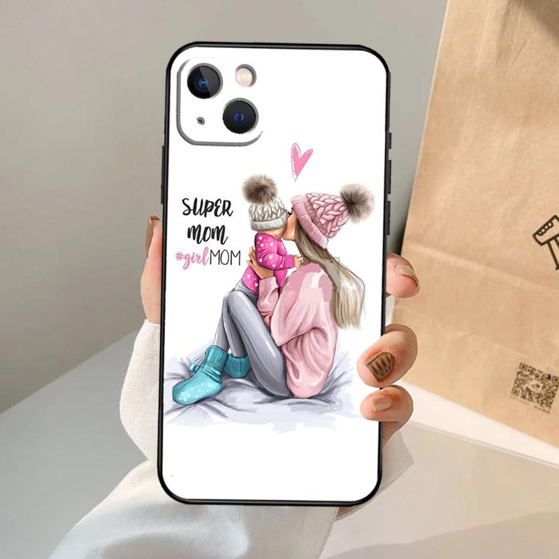 Baby Mother Brown Girl Family Phone Case For iPhone 18 17 Air 16 14 13 12 11 15 Pro Max 13 12 Mini 15 16 Plus 16e Cover Coque