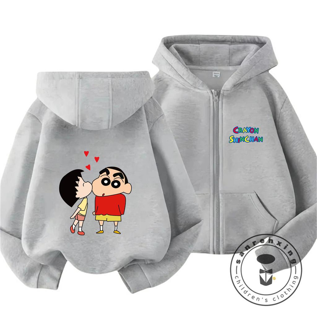 New Casual Zipper Hooded Sweatshirt Kawaii Cartoon Winter Trendy Hoodie Crayon Shin Chan 3 14