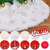 Short Plush Christmas Tree Skirt Xmas Trees Skirts Base Cover Snowflake Santa Claus Snowman Pattern Home Party Xmas Decoration