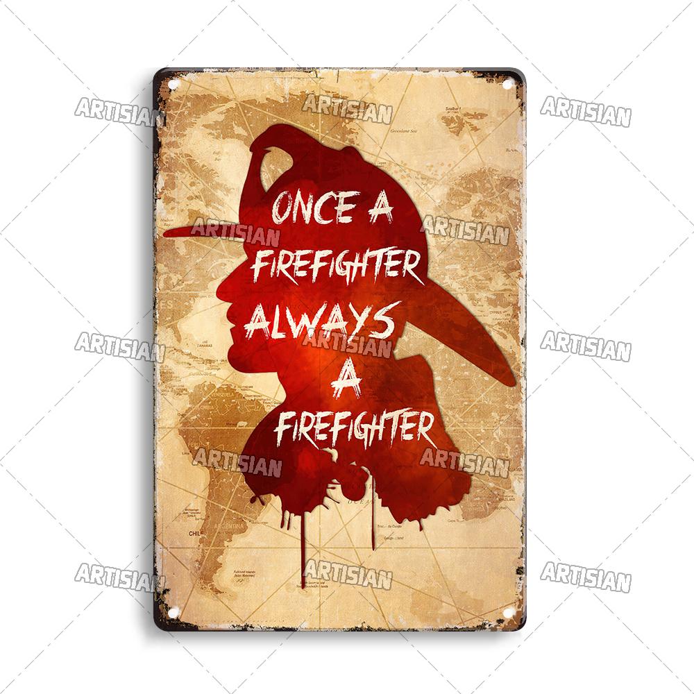 Artisian Firefighter Metal Sign Fireman Vintage Tin Plaque Retro Decorative Poster Wall Decor Garage Bar Pub Club Hotel Cafe