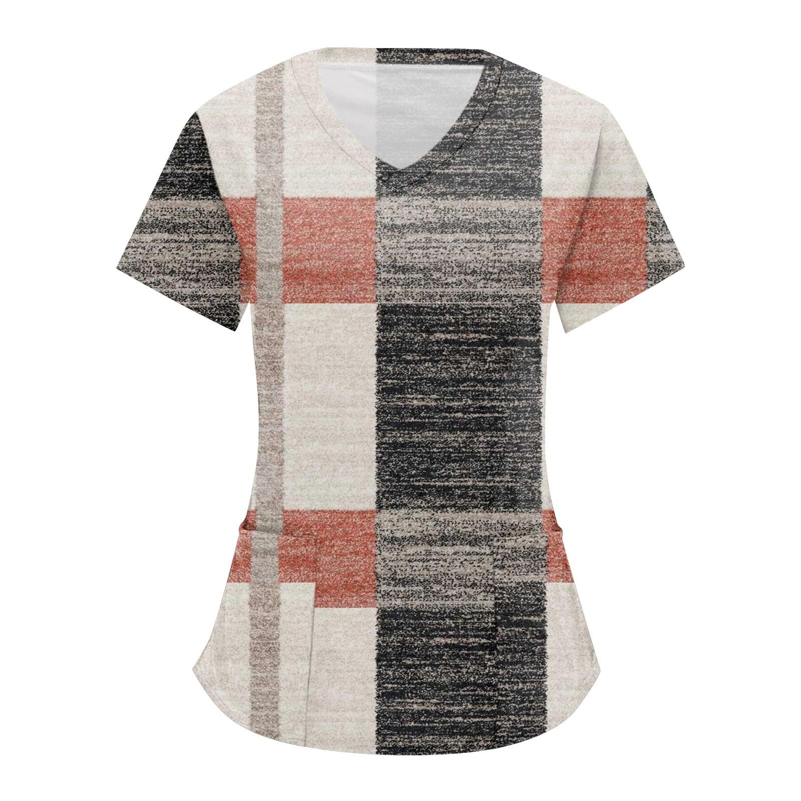 Женские топы с короткими рукавами и v-образным вырезом с принтом — фото 7