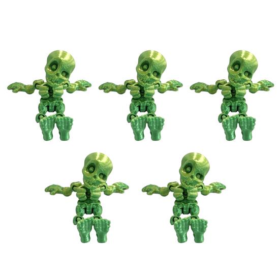 5Pcs/Set Human Skeleton Ornament Mini Halloween Skeleton Figurine with Movable Joints Poseable Articulated Skeleton Decoration