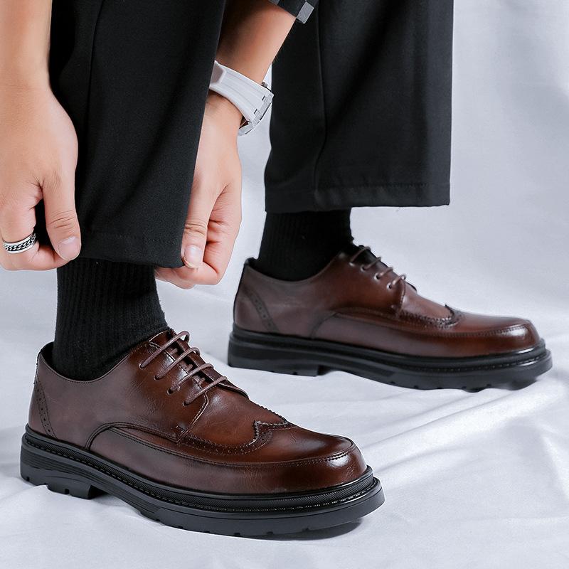 Men Fashion Wedding Party Dress Original Leather Shoes Lace-up Derby Shoe Black Brown Carved Brogue Sneakers Gentleman Footwear