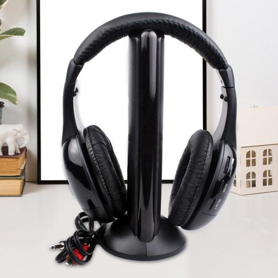 Wireless Headset Over Radio PC TV Ear FM Headphone Transmitter with Microphone
