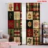 2D Flat Printing 2pcs Fashionable Christmas Curtains Christmas Holly Snowflakes Tree Digital Printed Polyester Drapes Party