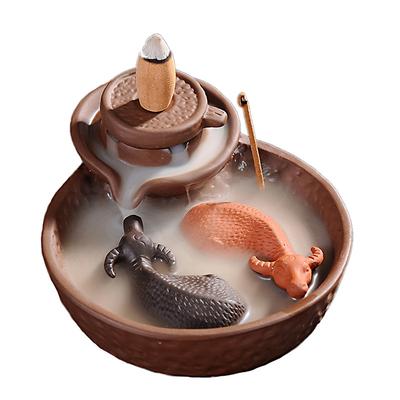Cattles 2 Reflush Mill Cone Burner Purple Incense Clay Ceramic Buddha Incense Incense Burn Holder Sweep Luck S