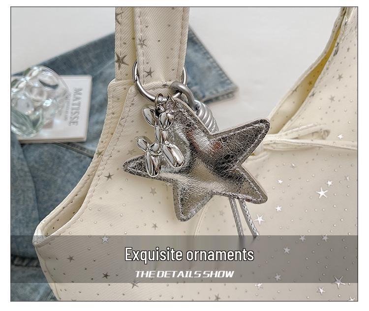 Korean-Style Starry Tote: 2026 Women's Single Shoulder, Large-Capacity Casual Handbag
