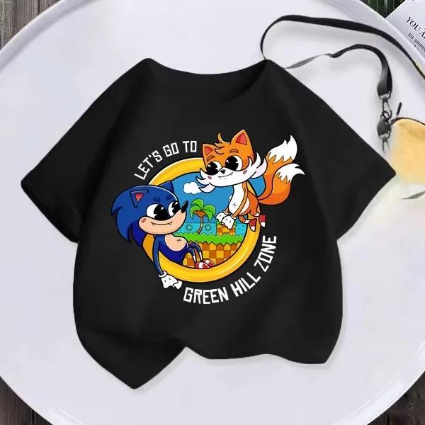 Sonic Hedgehog Kids Tshirt Kawaii Anime Kids Cartoon Tshirt Game Short Sleeve Casual Clothing Girls Boys Tshirt Top