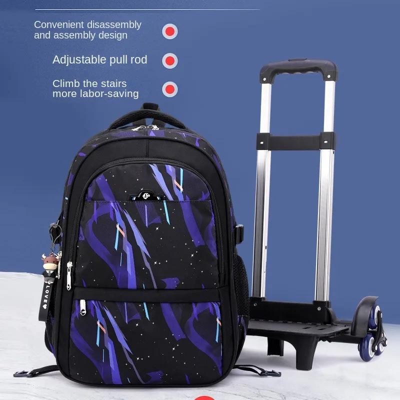 Schulrucksack für Kinder Jungen mit Rollen Tasche Schülerrucksack Trolley Schultasche mit Rädern Rollendes Gepäck Buchtasche
