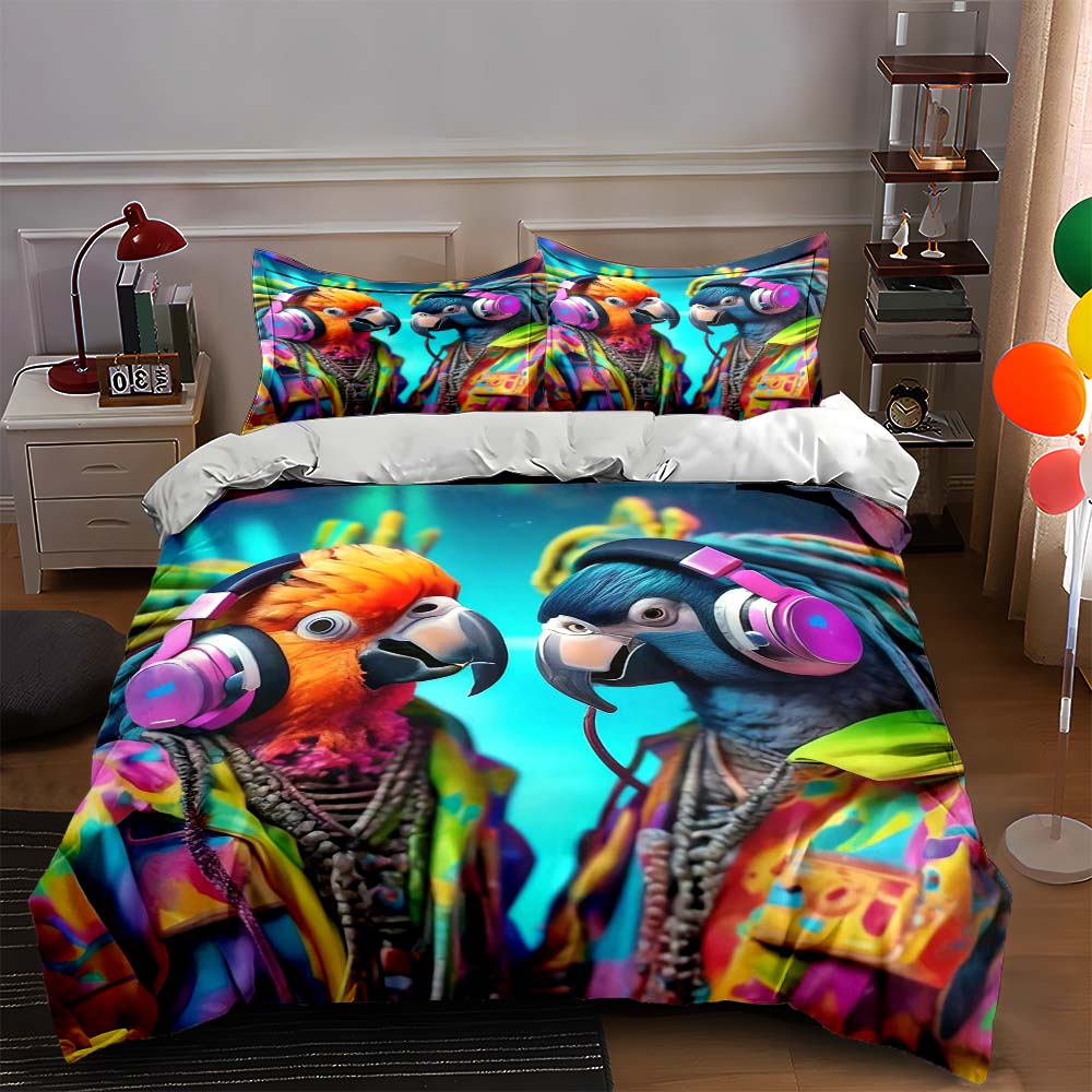 

Colorful parrot duo. Bedding Duvet cover sets Duvet covers Pillowcases gifts (1 * Duvet Cover 2 * Pillowcases, without duvet insert) 135x200cm