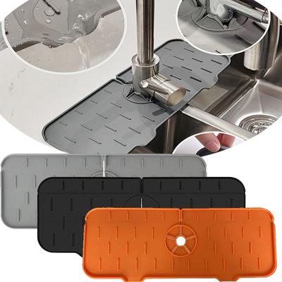 Alfombrilla para grifo, fregadero de cocina, almohadilla contra salpicaduras de silicona, drenaje, parada de agua, Protector de encimera de baño, bandeja de secado rápido