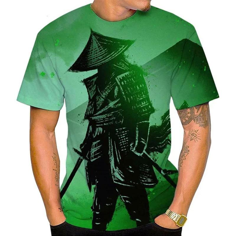 3D Printed Japanese Ninja T Shirt For Men Warrior Pattern Tees Summer Harajuku Loose Round Neck Tops Short Sleeves Kids T-Shirts