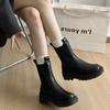 New Style Women's Boots Genuine Leather Waterproof Platform Mid-Calf Rubber Outsole Boots Large Size 35-43 Zapatos Mujer