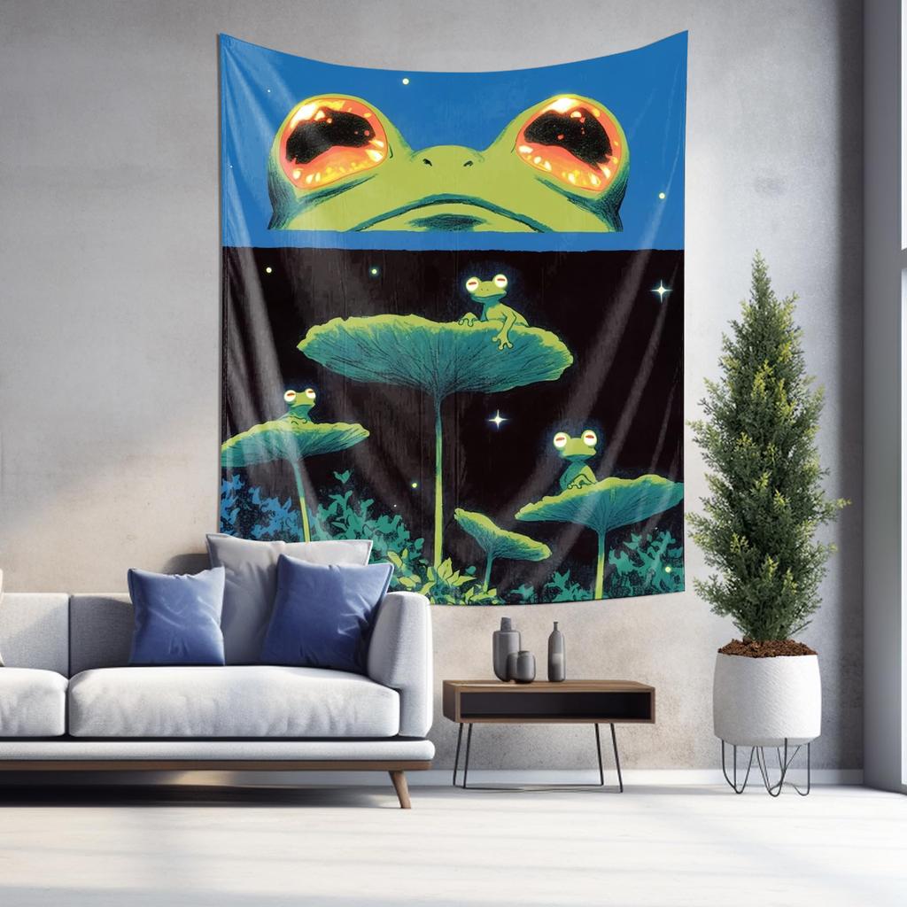 Frog and Night Starry Sky Theme Decorative Hanging Cloth  Creative Home Wall Decoration Tapestry