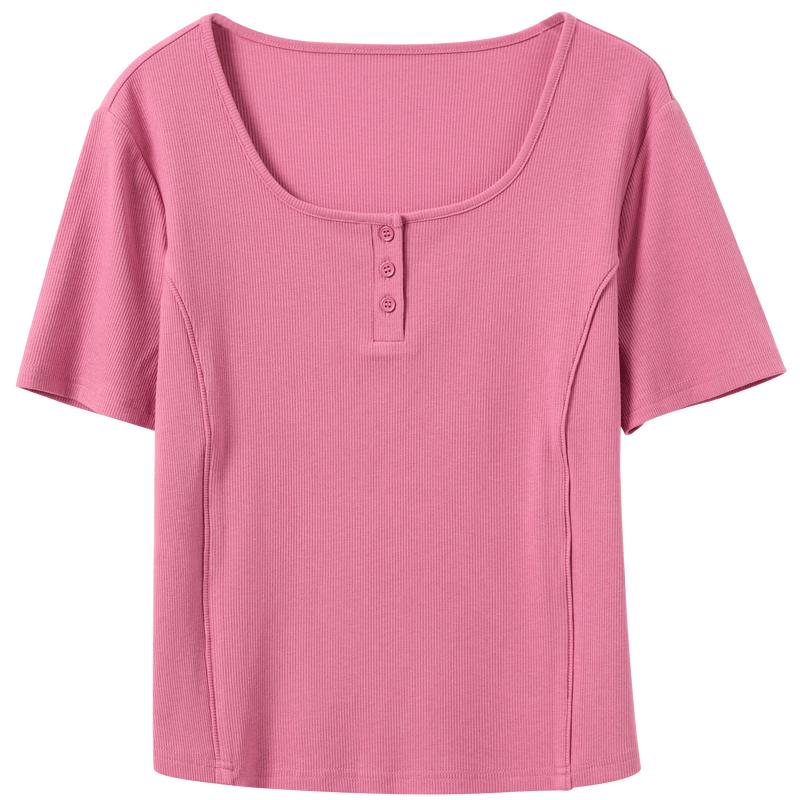 Sancai Women s Plus Size Square Neck Short Sleeve T-Shirt M