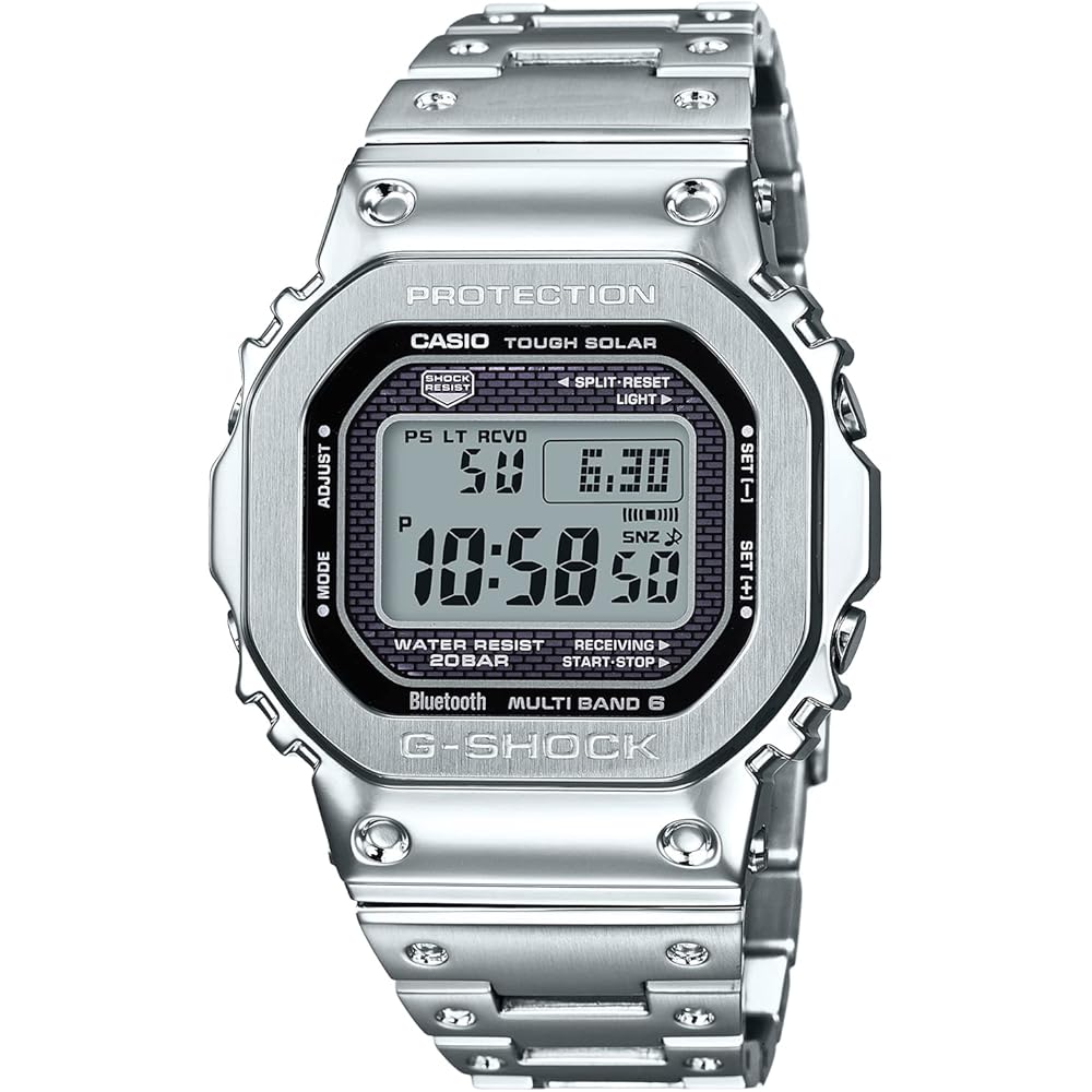

[Casio] G-Shock Watch [Domestic Genuine Product] Bluetooth Equipped Full Metal Radio Solar GMW-B5000D-1JF Men s Silver