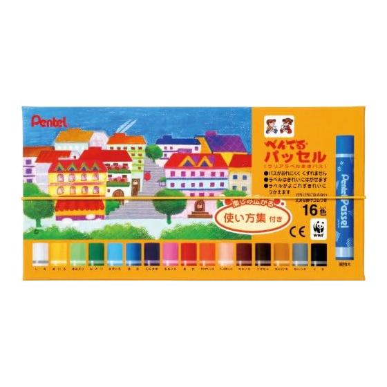 Pentel Crayon Pass Passel GHPAR-16 16 цветов резиновый крючок