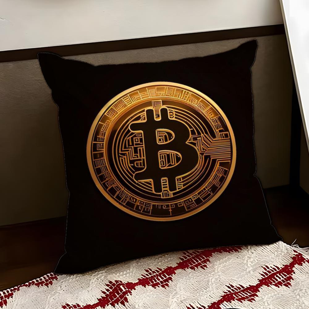 BBitcoin Cryptocurrency Btc Cushion Cover Reversible Soft Durable Pillow Cover Home  Car MultiScene Use for Daily Comfort