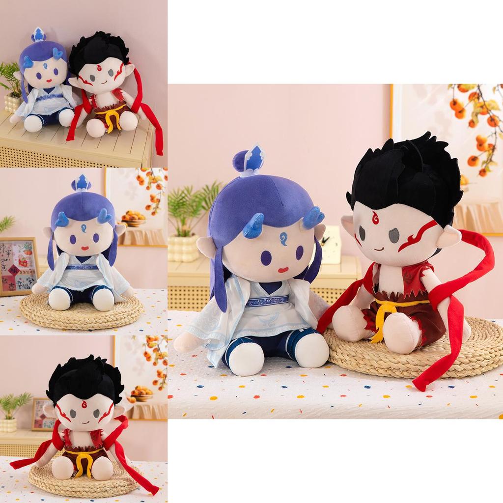 Adorable Nezha And Ao Bing Plush Doll Set Featuring Soft Pp Cotton Stuffing For Collectors