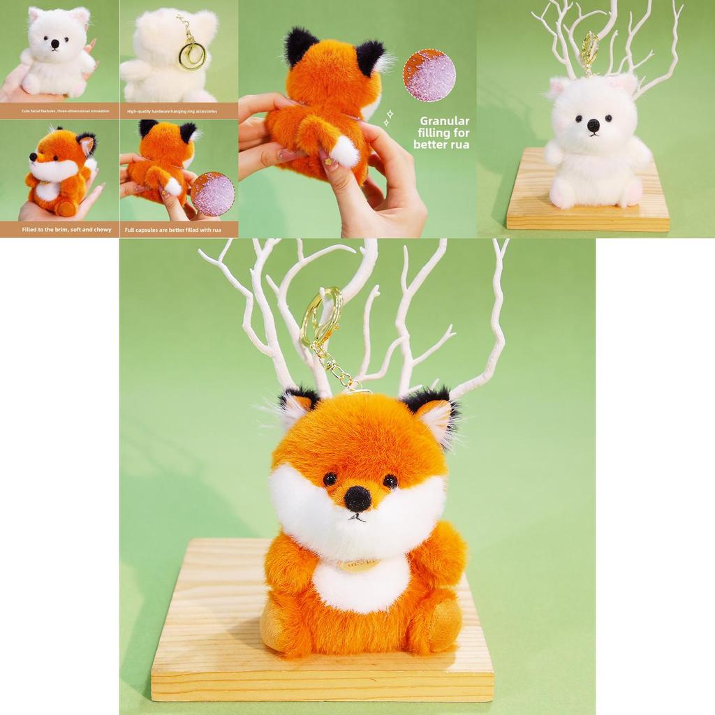 Cute Animal Fox Doll With Polyester Filling For Kids Backpack Accessory