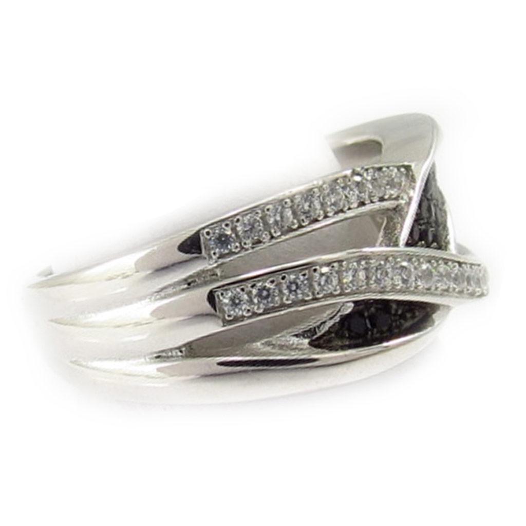 Silver Ring 'Romy' Black White (rhodium) - 9 Mm