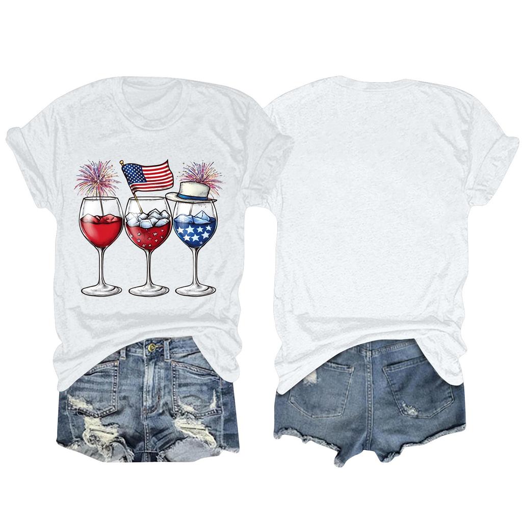 Women's Fashion Plus Size Vintage LA Print Casual Short-Sleeved Top