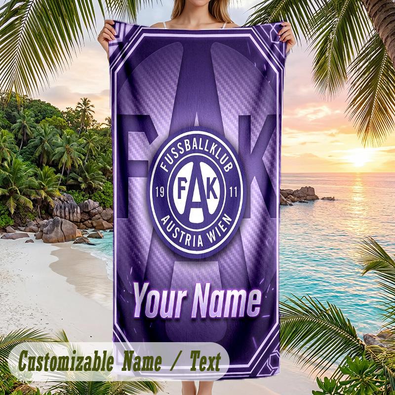 Beach Towel Austria Wien FC Print Custom Name Text Soft Towel for Swimming Pool