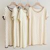 Polka Dot Girly Short Sleeve Modal Nightgown with Lace and Chest Pad