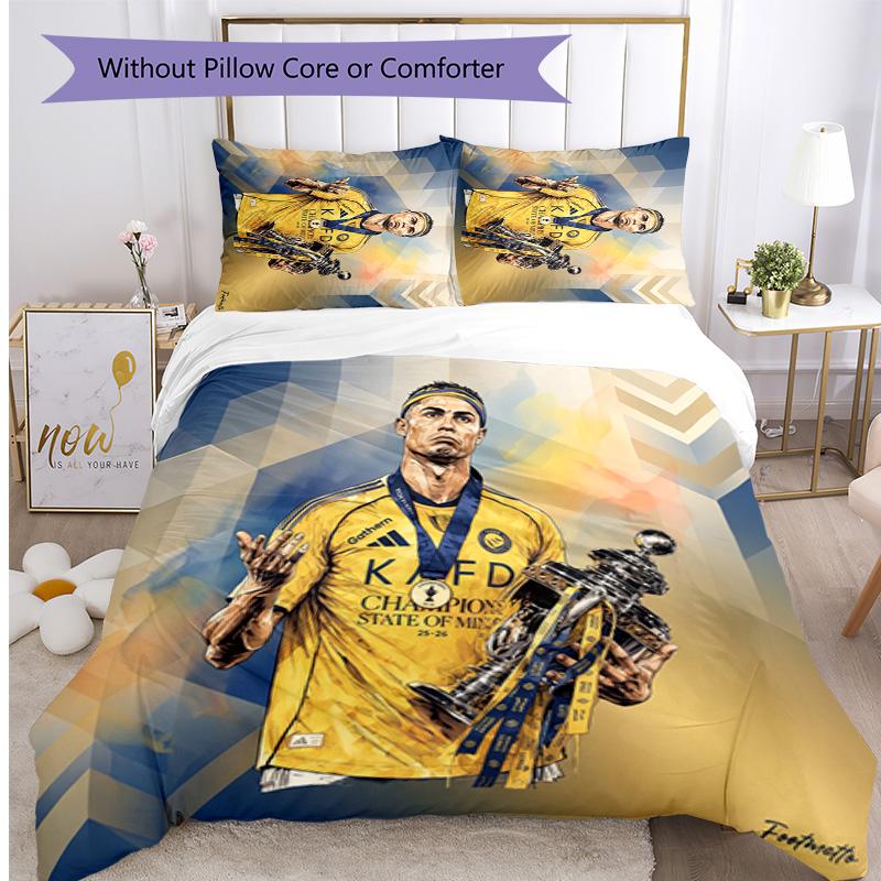 Cristiano Ronaldo Aufdruck Bettwäsche 3-teiliges Set Gemütliches Atmungsaktives Bettbezug-Set als Einweihungs-Feiertagsgeschenk