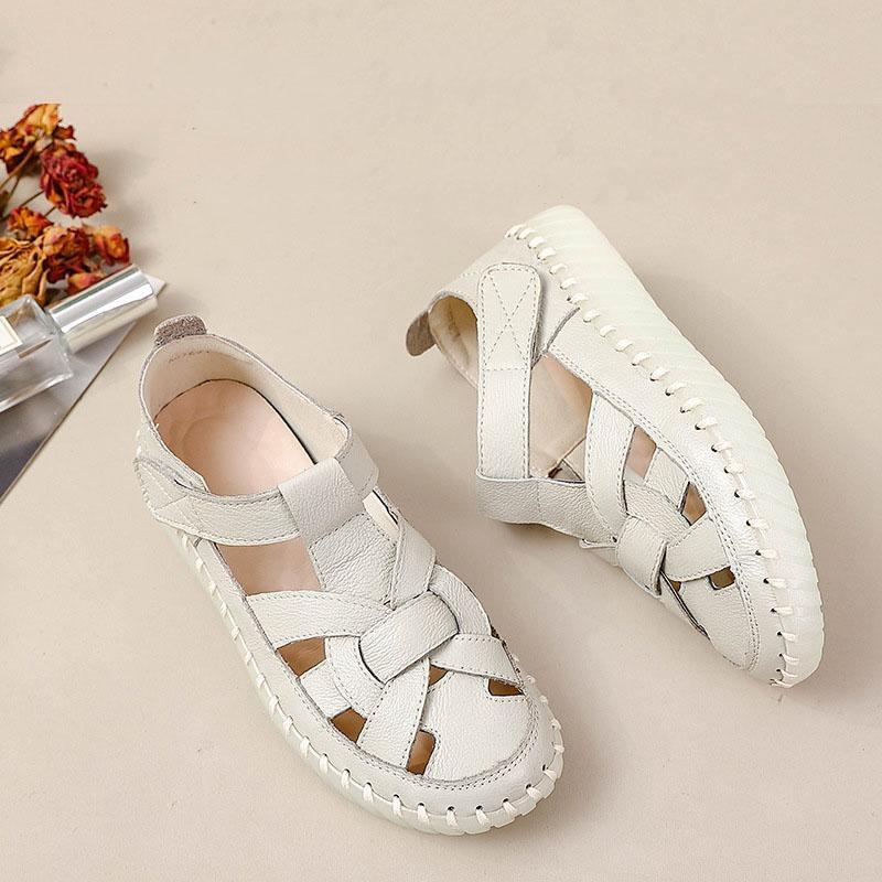 Genuine Leather Gladiator Sandals Women Orthopedic Ladies Strapy Flats Big Size 43 Soft Walk Shoes