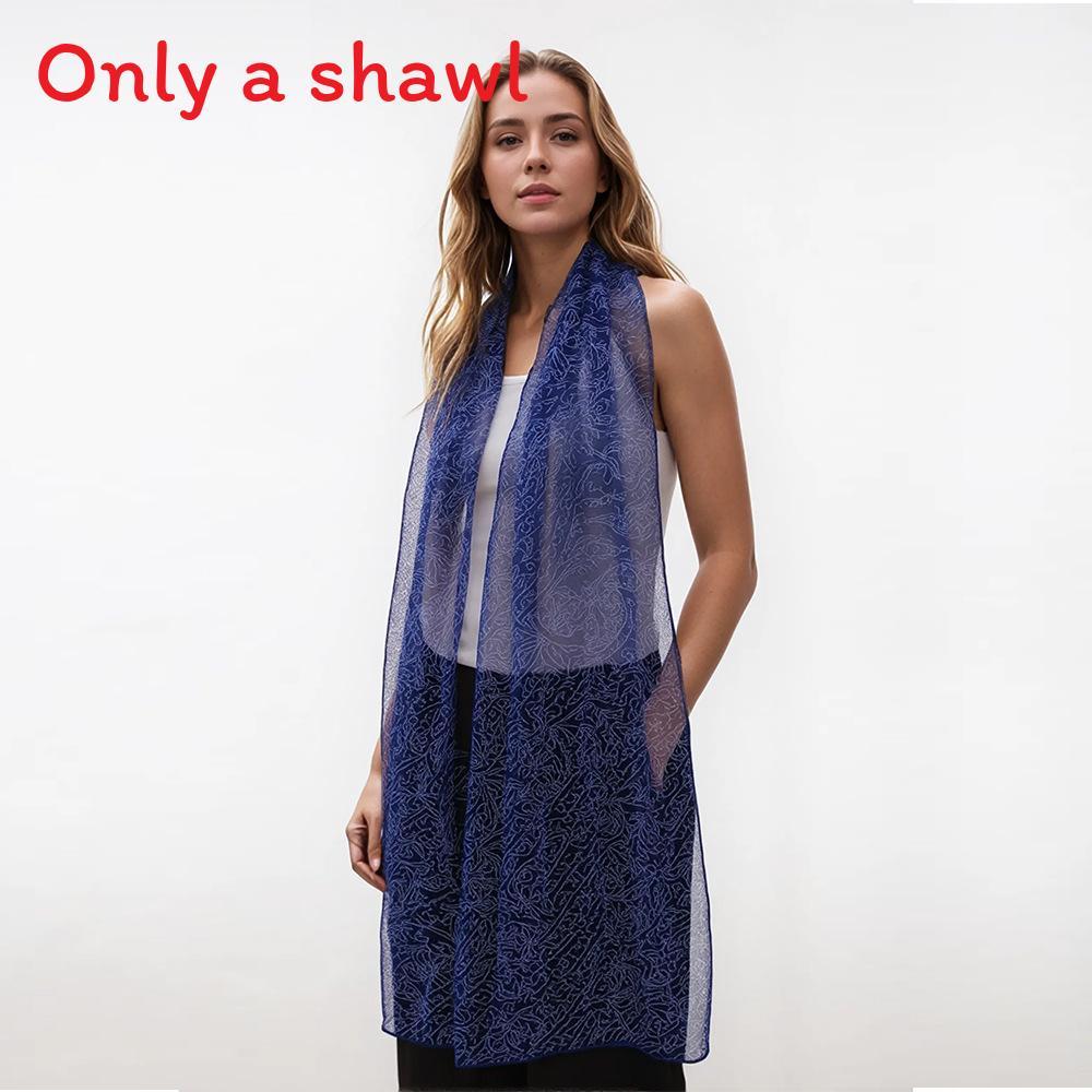 

Fashionable Womens Midlength Shawl With Uv Blocking For All Seasons Blue