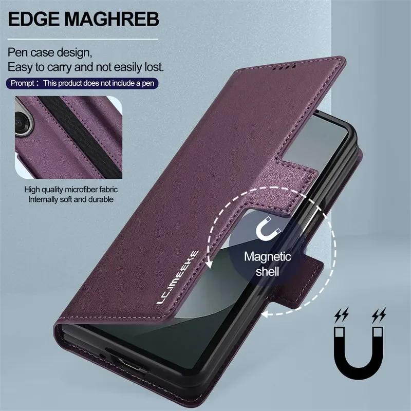 Magnetic Flip Leather Phone Case for Samsung Galaxy Z Fold 7 6 5 4 3 5G Fold7 Fold6 Fold5 Wallet Card Cover Etui Coque