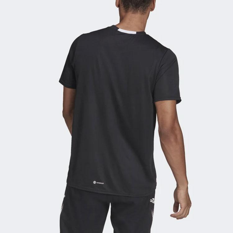 Adidas Solid Color Sports Fitness Short-Sleeve T-Shirt Men Tops Black HF7214