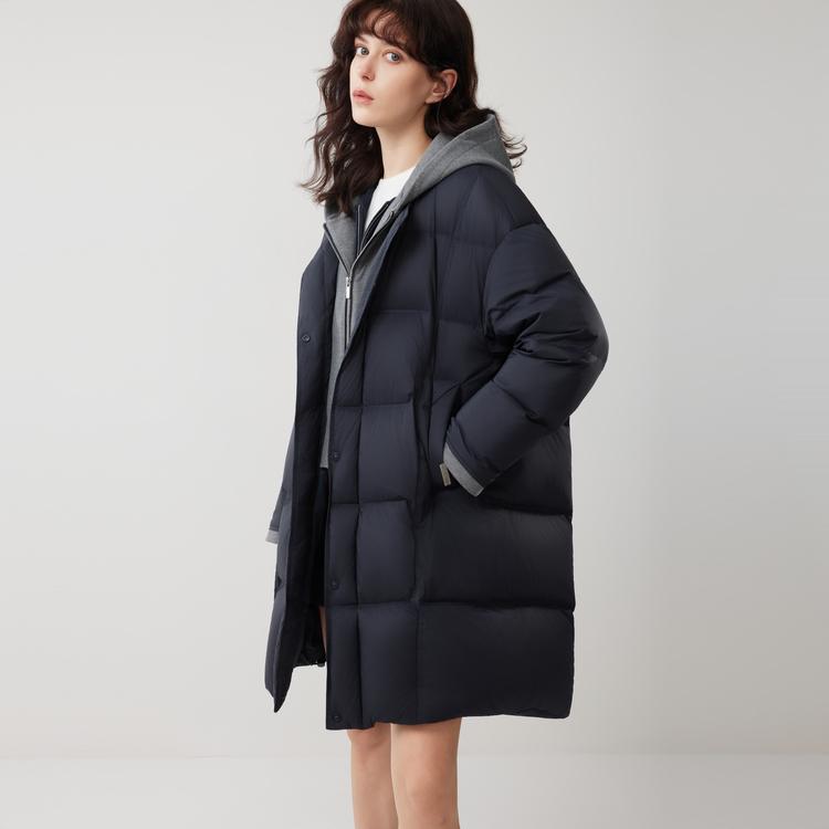 ELLE French Style Casual Loose Basic Versatile Long Sleeve Hooded Warm Puffer Jacket Women Outerwear EY53372
