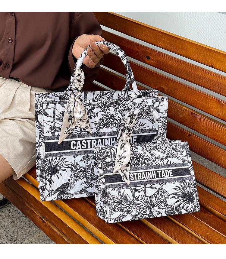 2025 Women's Large Capacity Fashion Tote: Simple Print Handbag & Souvenir Shopping Bag